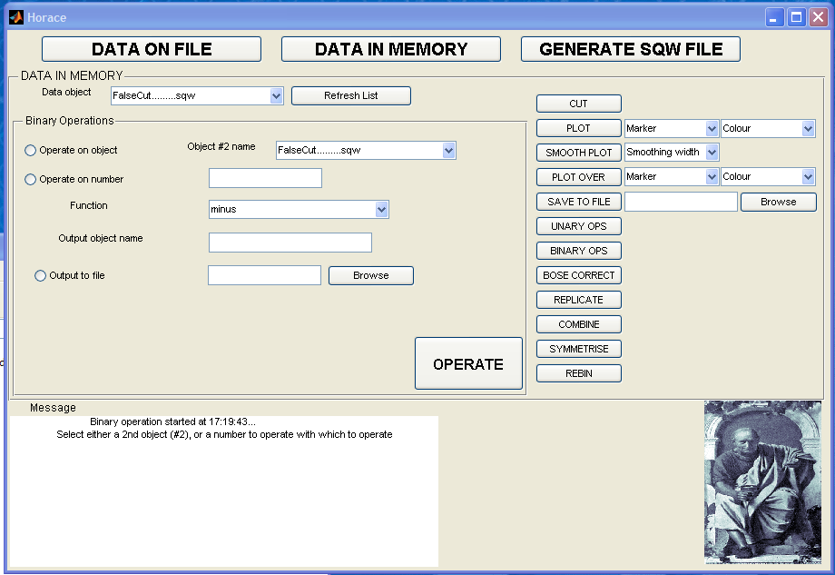 The binary operations tab