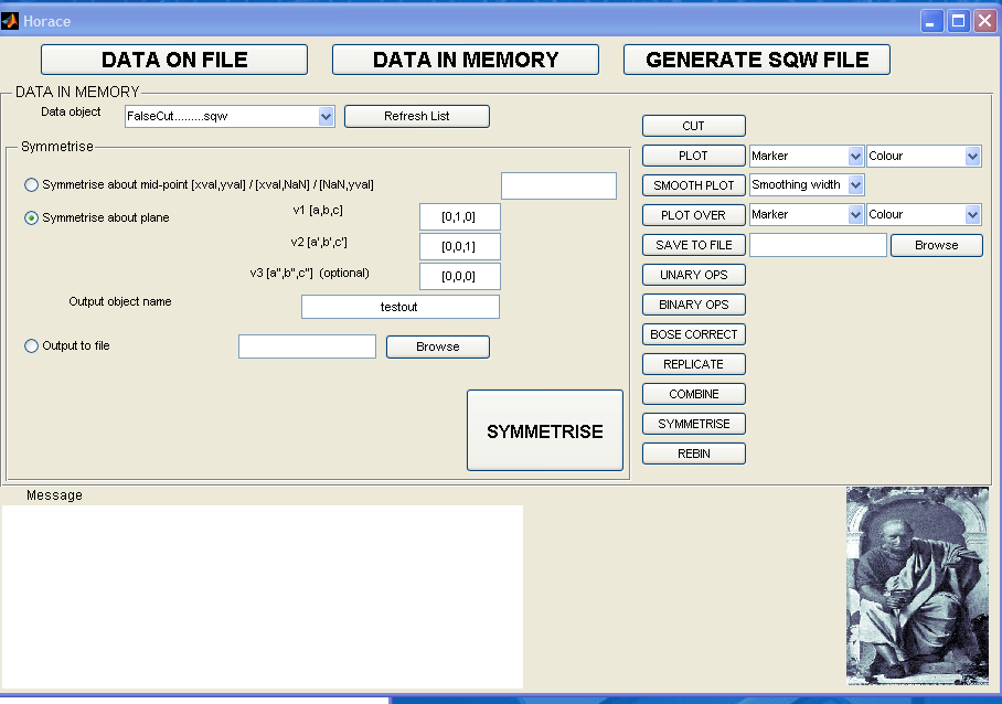 The symmetrisation tab