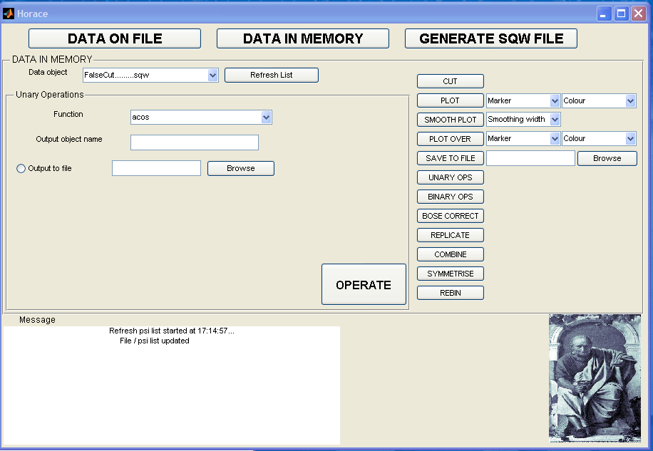 The unary operations tab